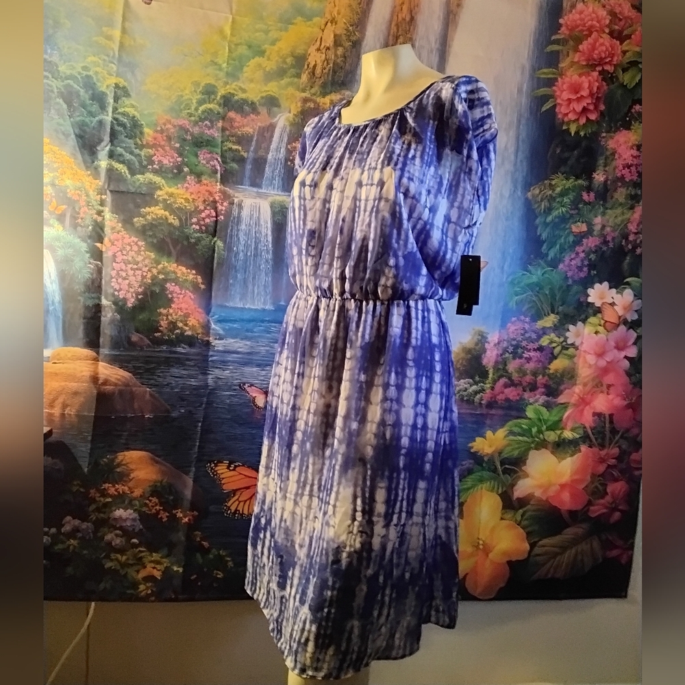 AB Studio knee length dress Women's size 16 blue & white New with tags